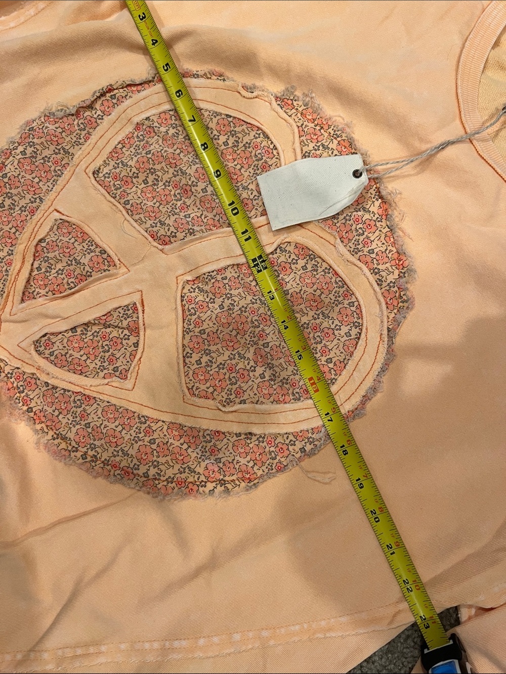 Tranquility Peace Sign Mineral Washed Terry Knit Top - Cantaloupe - Picture 7 of 7